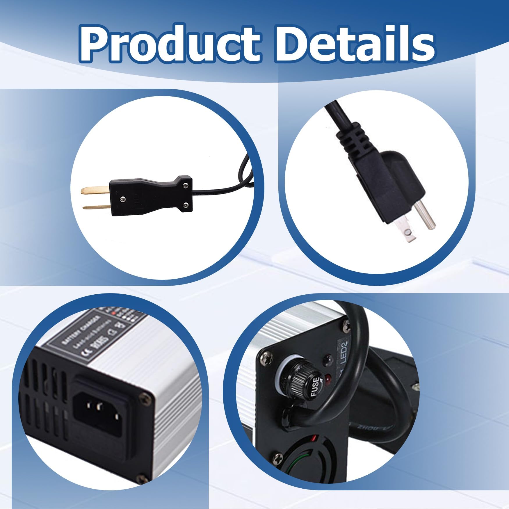 WFLNHB charger connected to a golf cart battery demonstrating fast reliable charging