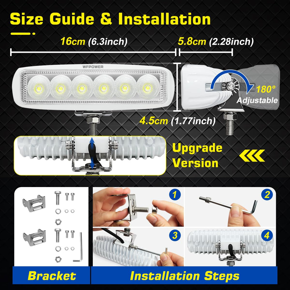 WFPOWER size comparison next to ruler showing 6.3 inch compact footprint