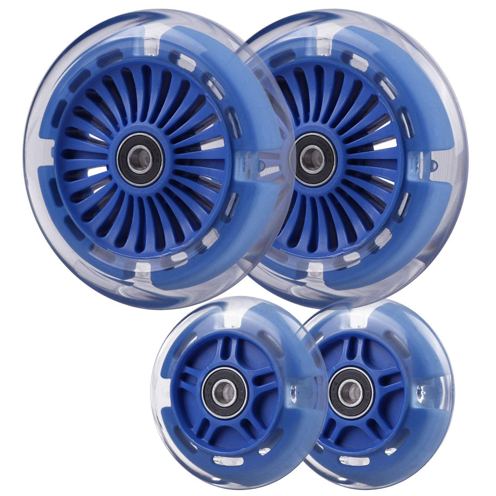 WHEELGOO front 120mm wheel navy blue showing clean profile and smoother ride