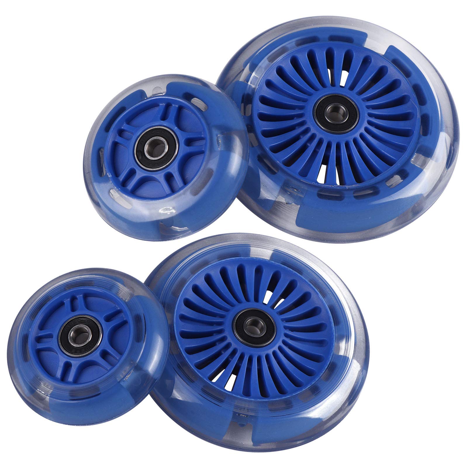 WHEELGOO size comparison 120mm and 80mm wheels with ruler for fit confirmation