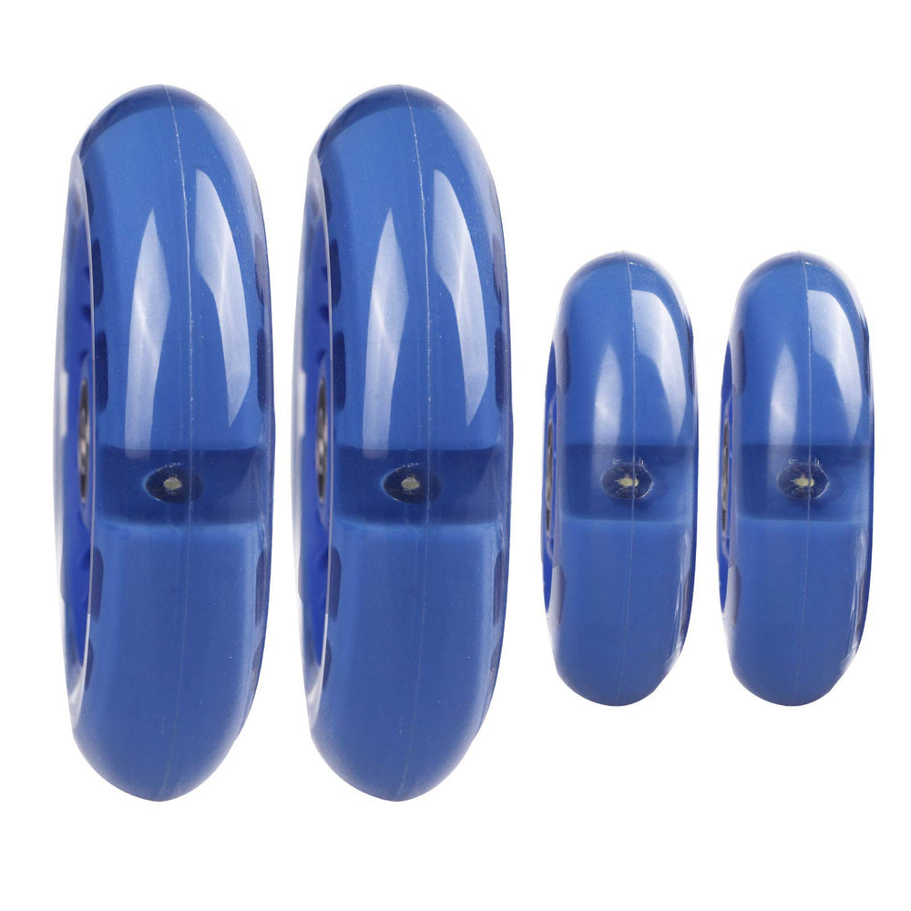 WHEELGOO wheels installed on a kid scooter showing added visibility and fun