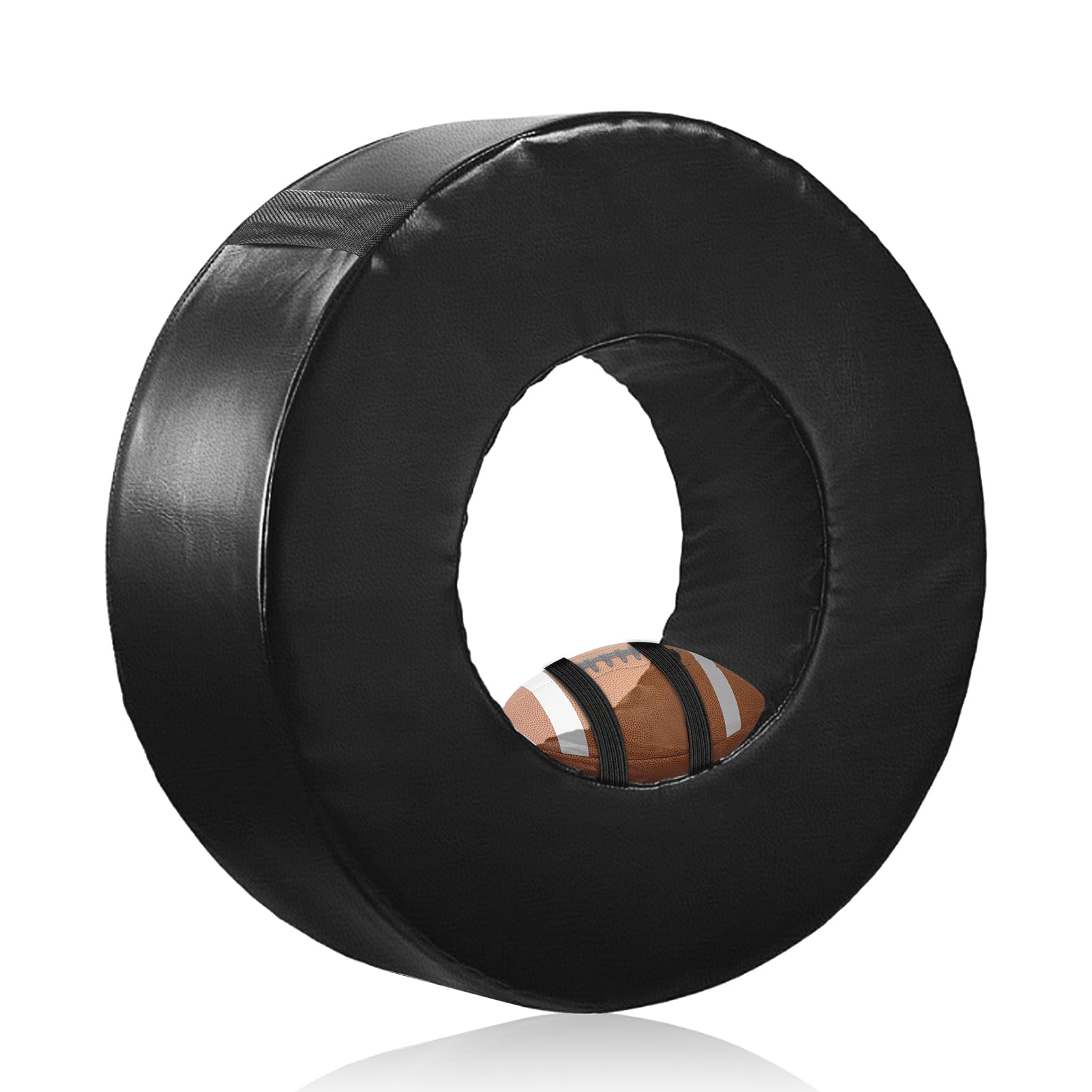 Wibeelee front view of 36-inch tackling wheel showing target and portability benefits