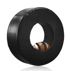 Wibeelee front view of 36-inch tackling wheel showing target and portability benefits