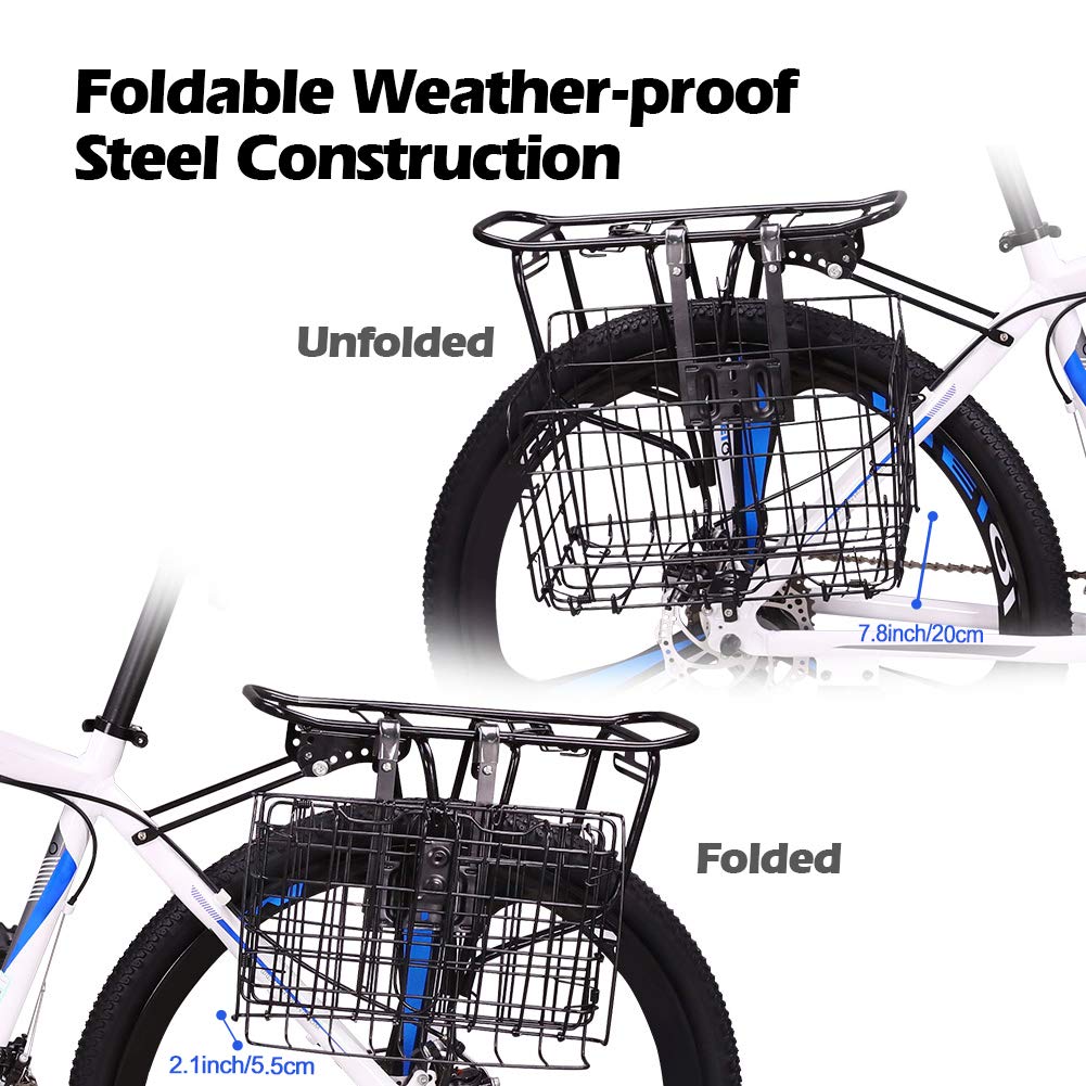 Wiel on rear rack with bike for size comparison and load clarity