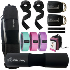 Wiexiang hip-thrust pad front view showing secure shoulder support and comfort