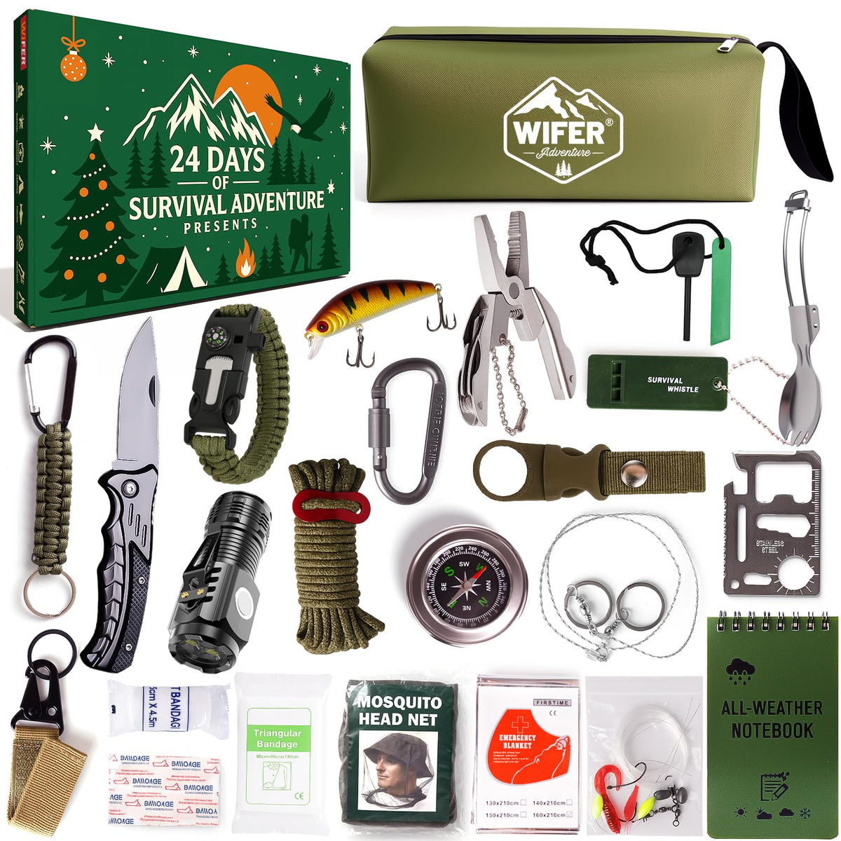 WIFER advent calendar front packaging showing 24 doors and rugged design benefit gift-ready