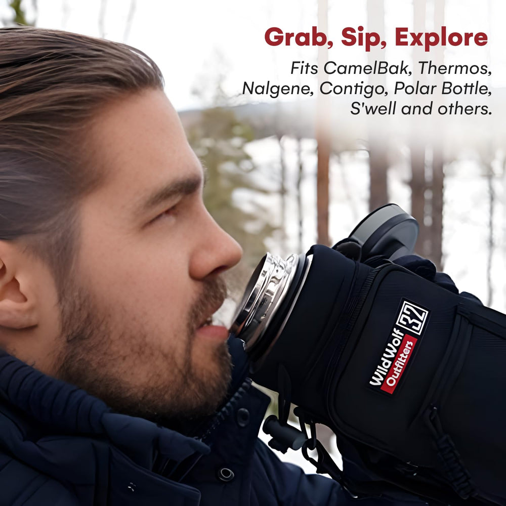 Wild Wolf Outfitters close-up of neoprene texture protecting bottle and reducing condensation