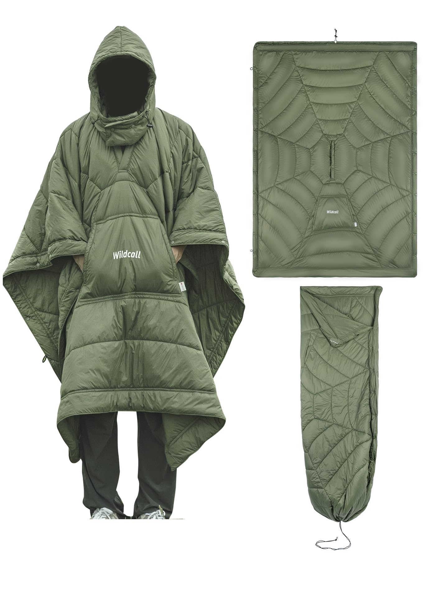 WildCall blanket front view showing full oversized coverage and easy packability