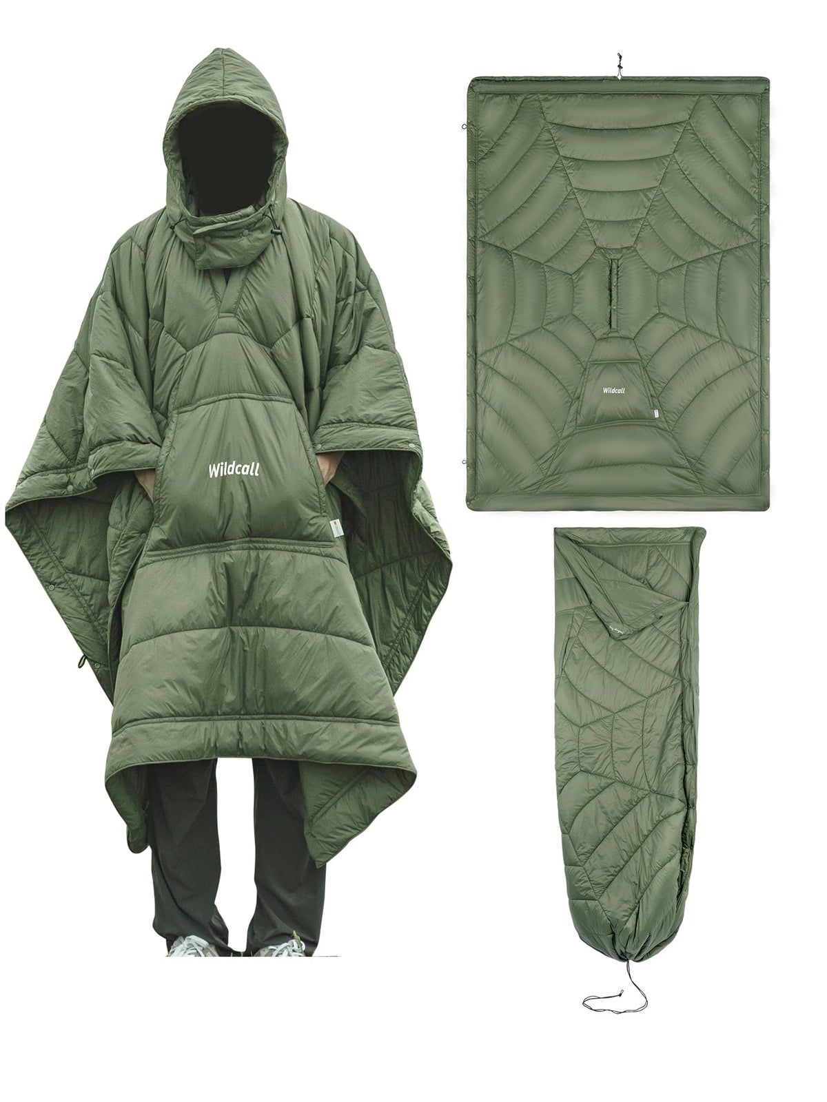 WildCall blanket front view showing full oversized coverage and easy packability