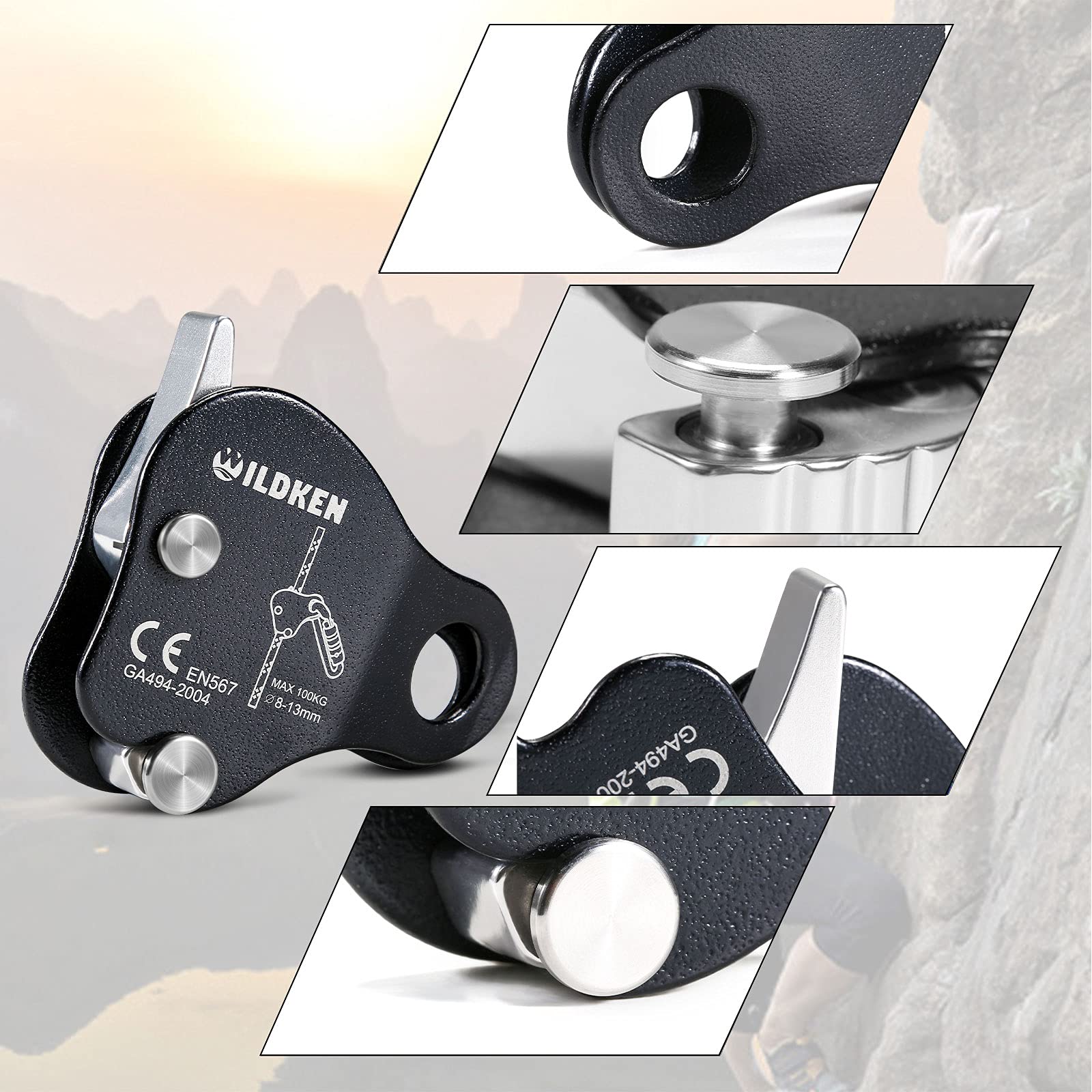 WILDKEN ascender beside ruler showing scale for compact portability benefit