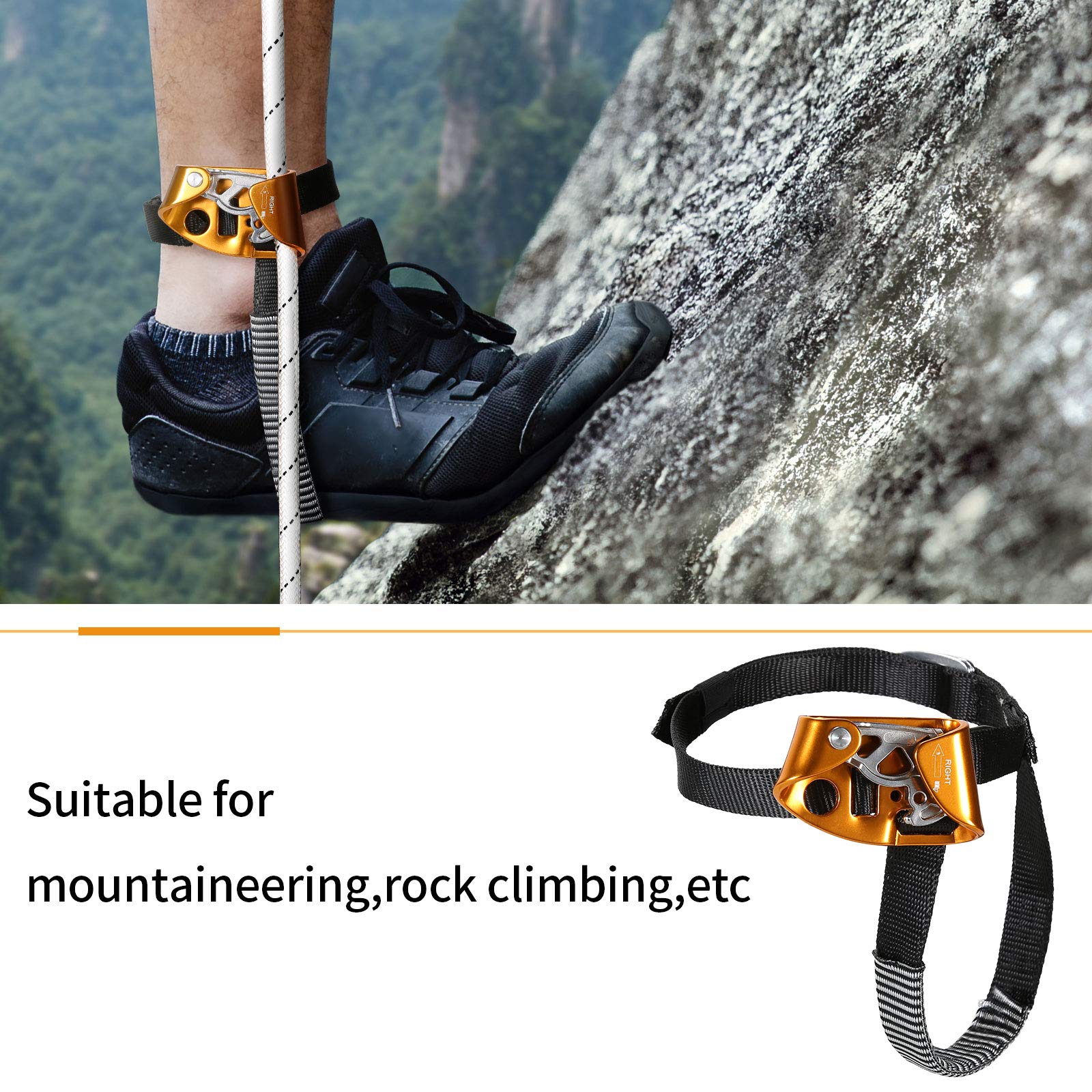 WILDKEN foot ascender buckle detail demonstrating reverse buckle for quick adjustment with gloves