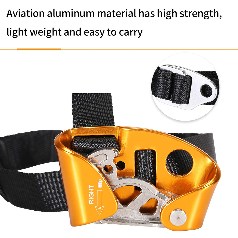 WILDKEN foot ascender attached to climber boot demonstrating real-world mountaineering application
