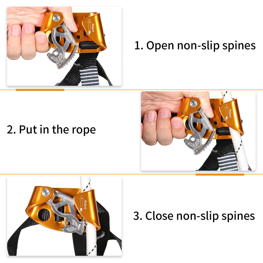 WILDKEN foot ascender held in hand to show scale and low 120g weight for portable use