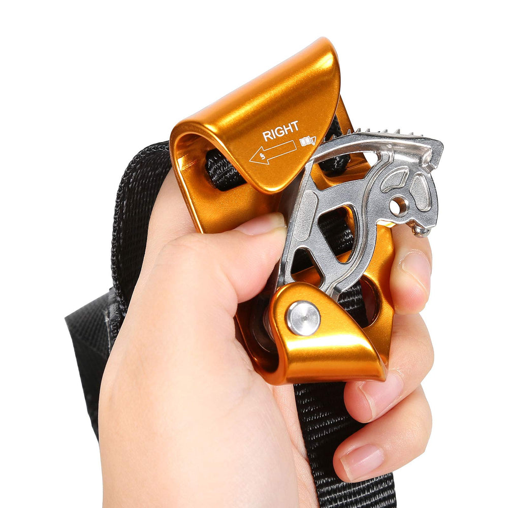 WILDKEN foot ascender close-up of stainless-steel teeth showing secure rope bite and mud-drain groove