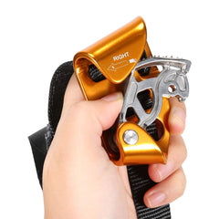 WILDKEN foot ascender close-up of stainless-steel teeth showing secure rope bite and mud-drain groove