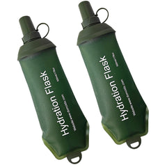 WILDREEDS front view of two 500ml soft flasks showing compact pack - space-saving hydration