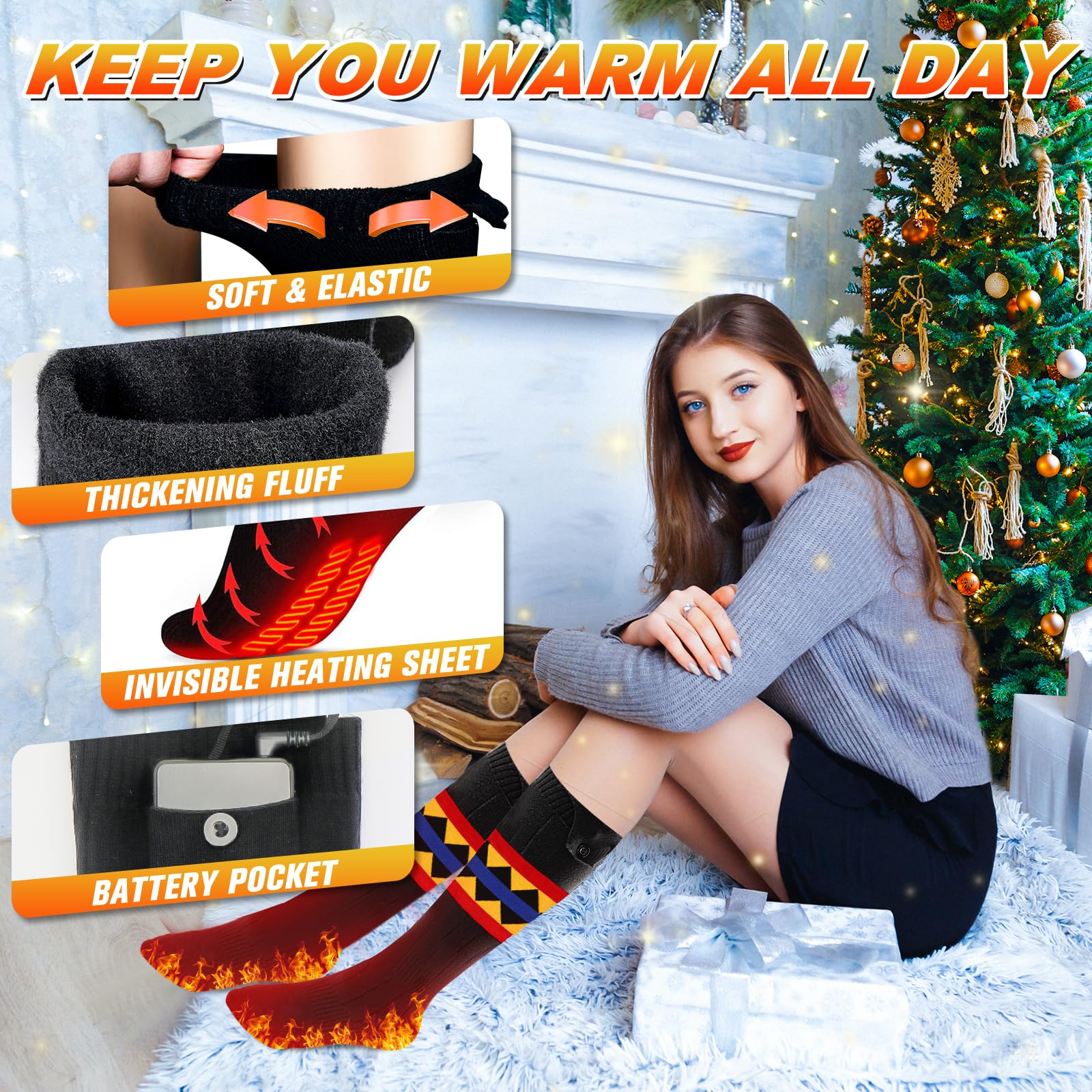 Wilkpow heated socks worn by hiker offering comfortable warmth outdoors