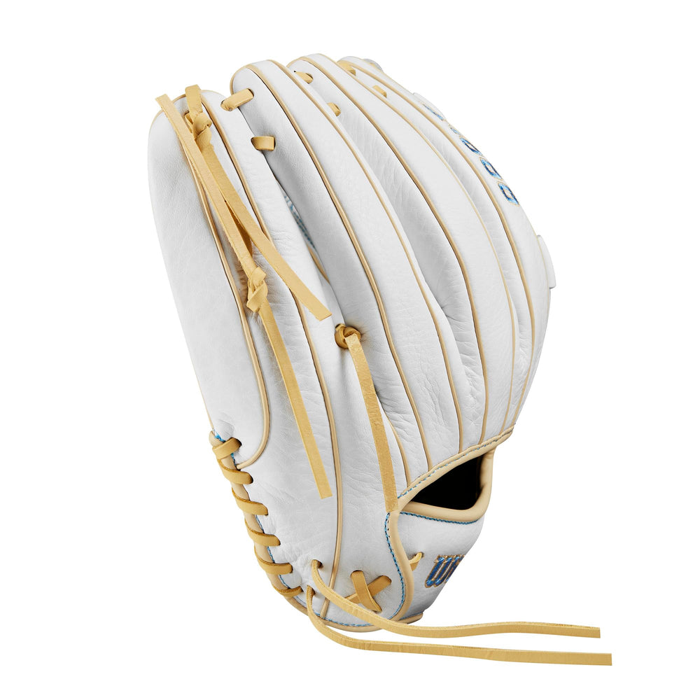 WILSON A1000 V125 full-grain leather texture showing soft game-ready feel