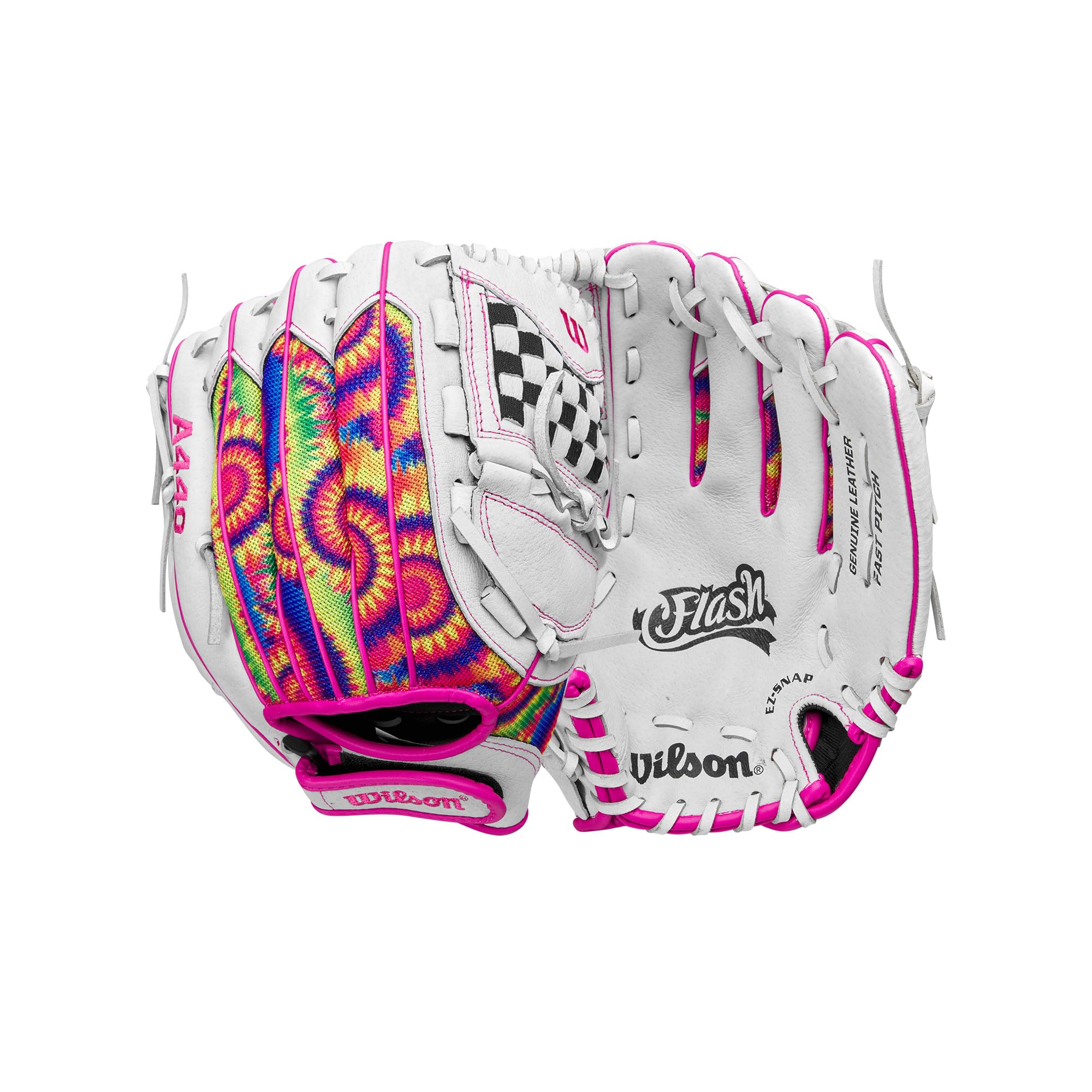 Wilson A440 Flash front view showing colorful design and ready-to-play pocket benefit