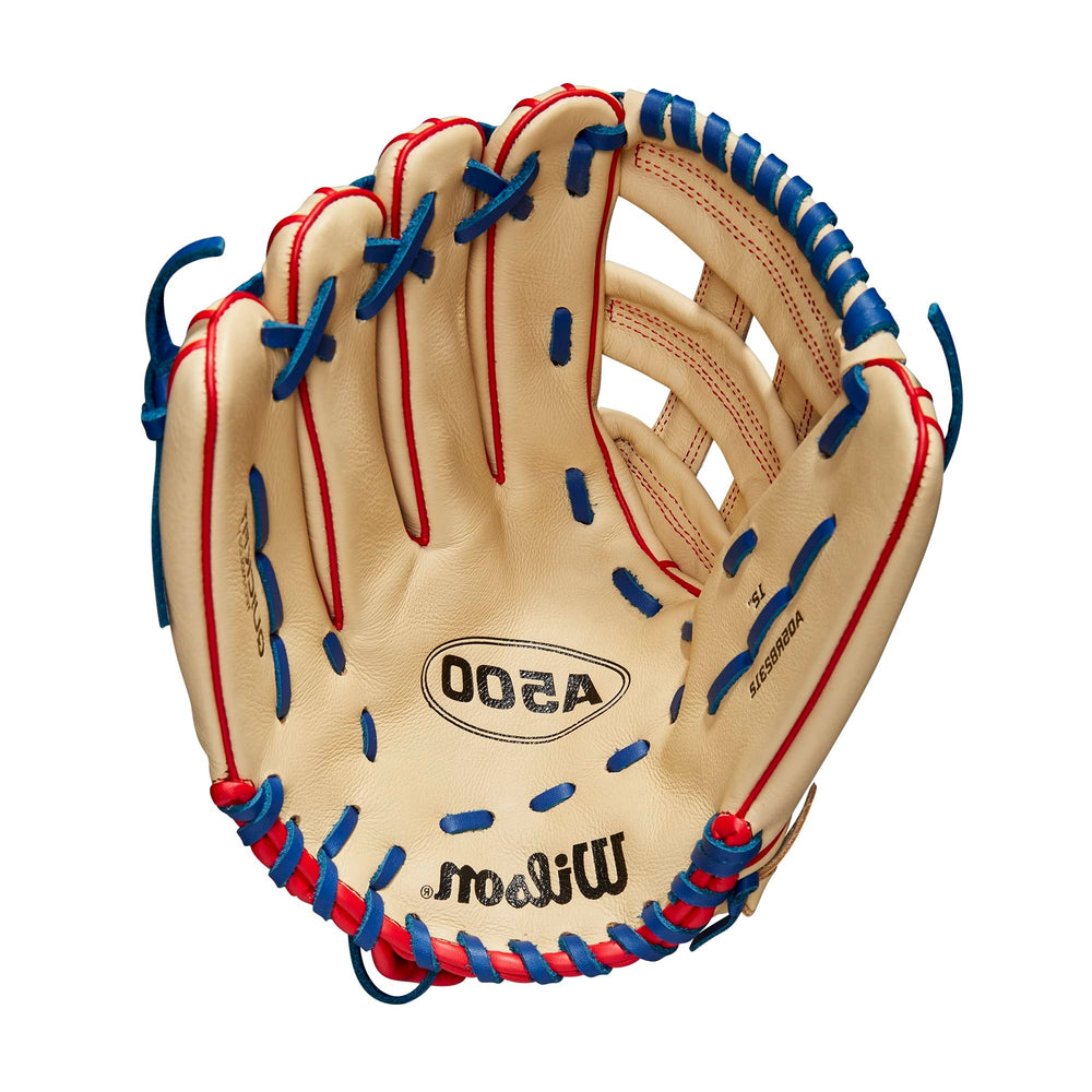 WILSON A500 front view showing glove shape and color for confident catches