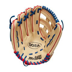 WILSON A500 front view showing glove shape and color for confident catches