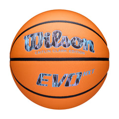 WILSON Caitlin Clark Embrace front view showing orange black design and signature branding, high visibility