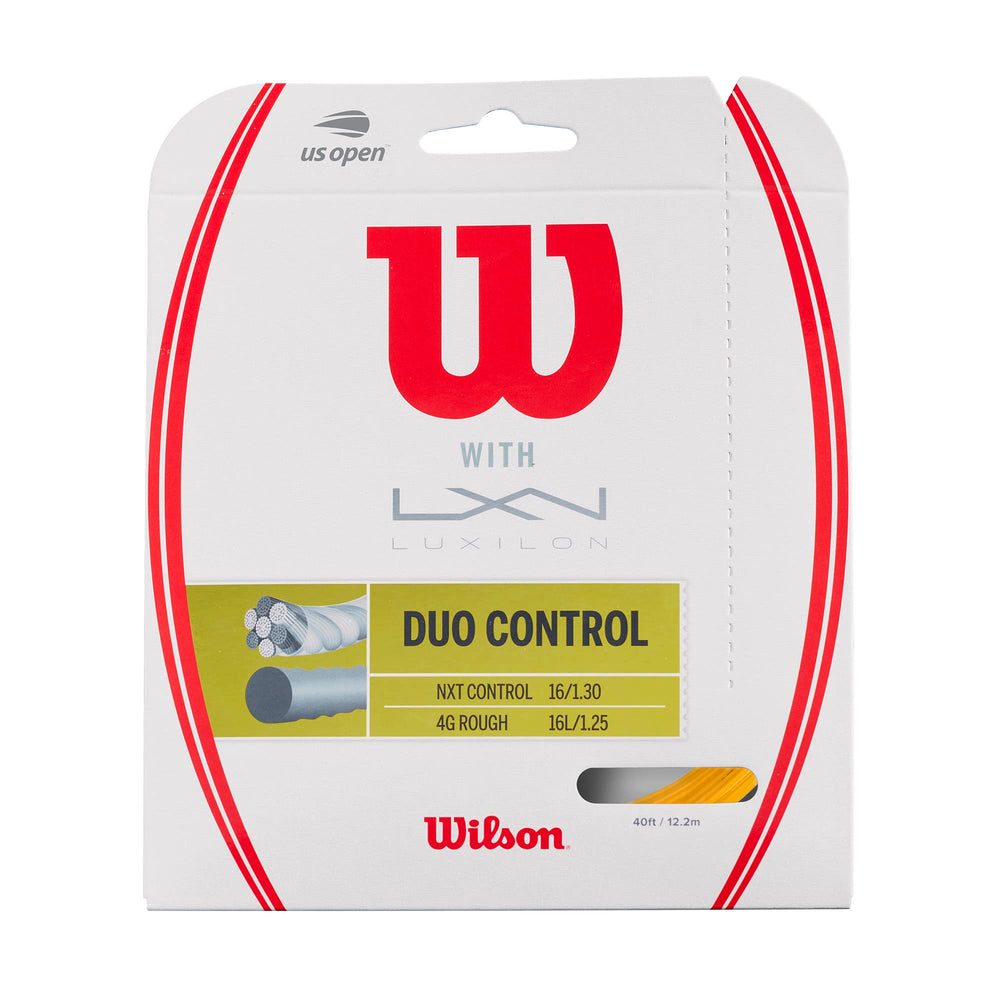 WILSON Duo Control front packaging showing yellow hybrid set and benefits