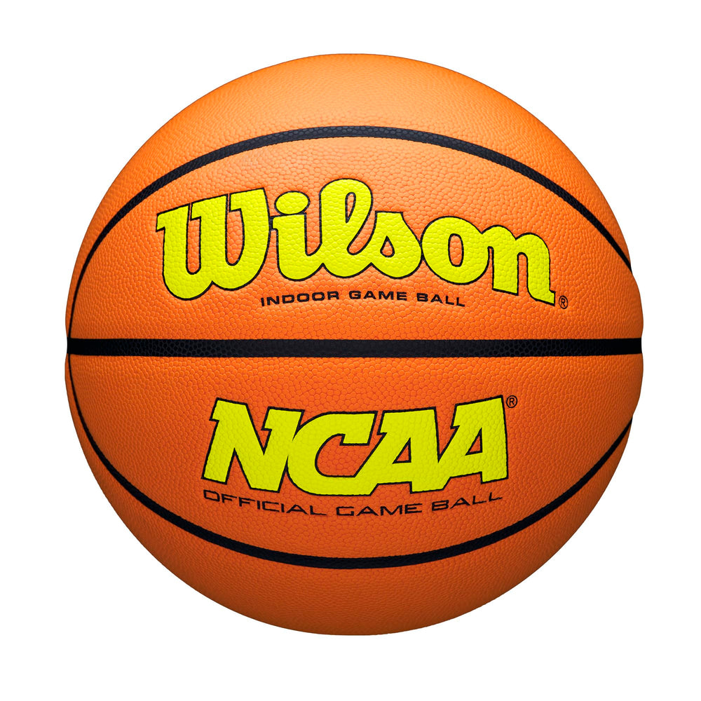 WILSON Evo NXT front view showing optic yellow orange ball and clear game branding, improved visibility