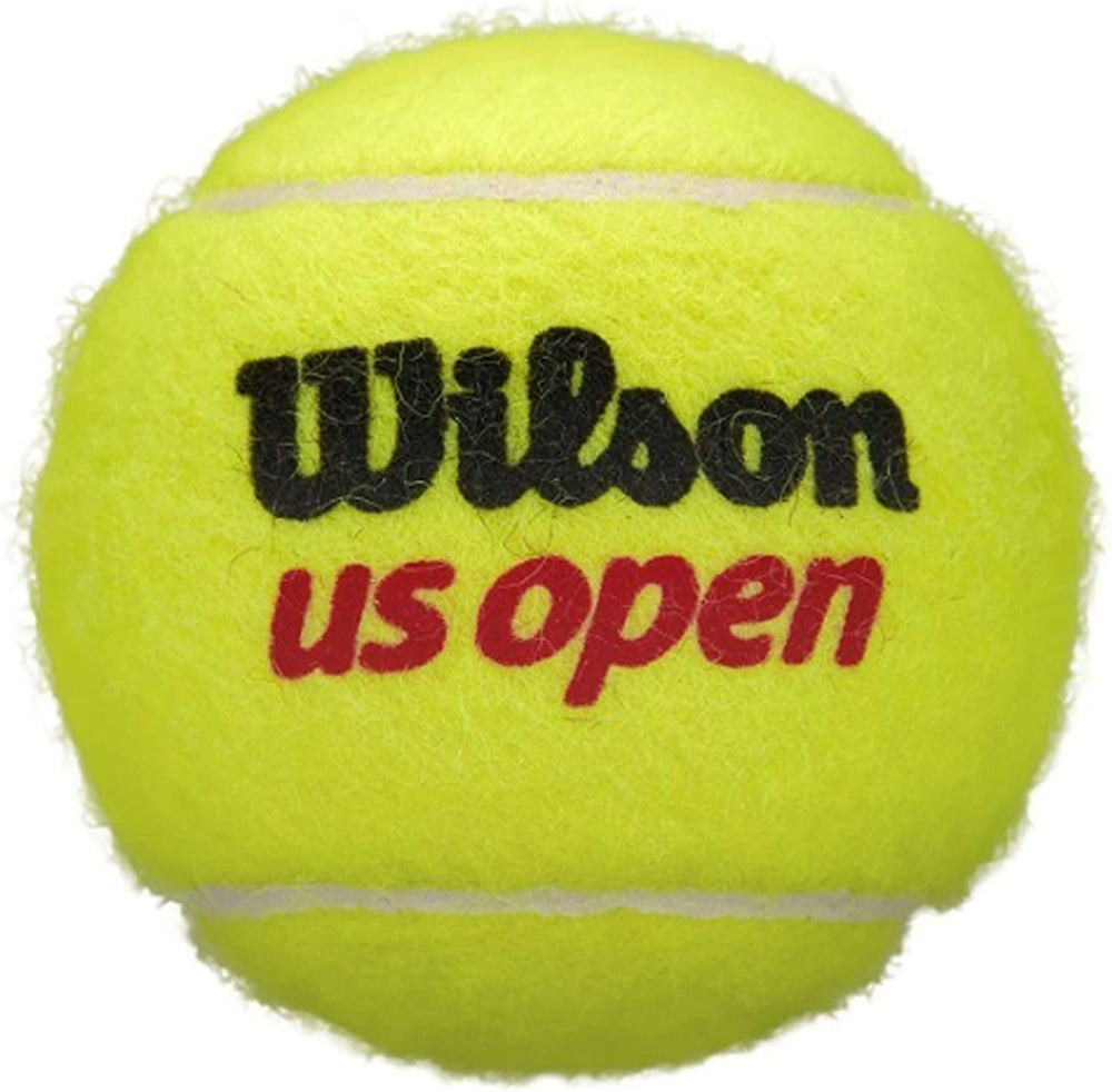 Wilson label detail on can showing official US Open branding and quality