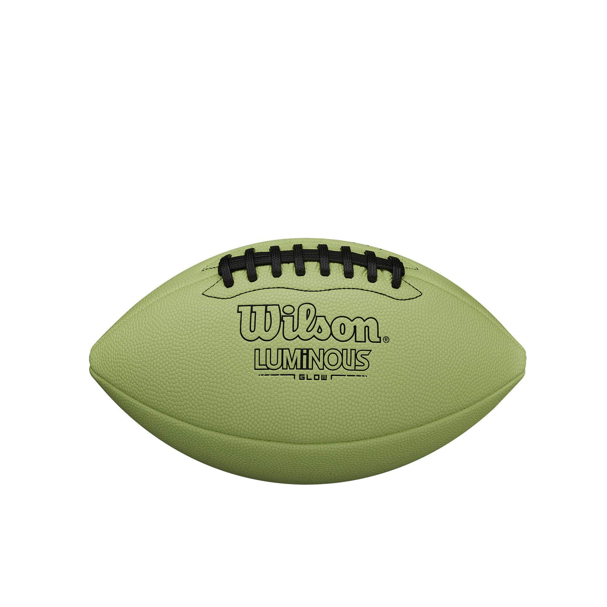 WILSON green junior football front view showing vibrant glow and high visibility