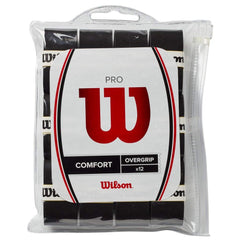 WILSON front packaging showing 12 black overgrips and tape for long-lasting control