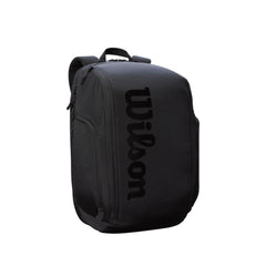 WILSON backpack front view showing sleek Pro Staff styling and organized carry