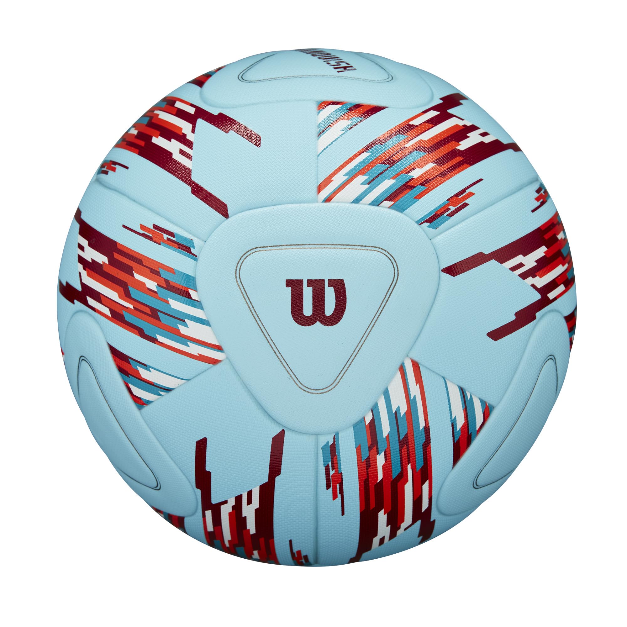 WILSON Vanquish front view showing blue red purple panels and clear branding for visibility