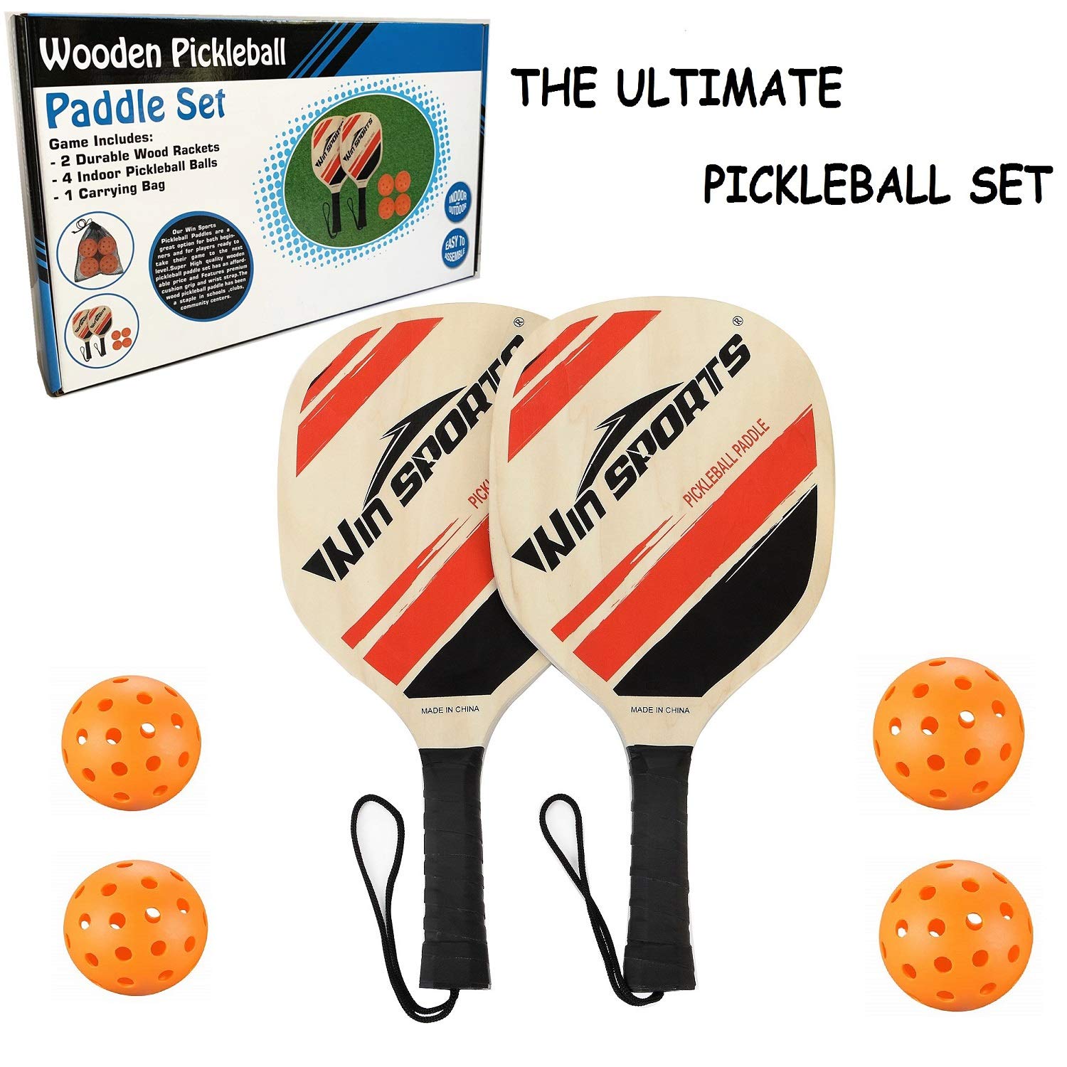 WIn SPORTS carry bag open with paddles and balls organizing gear for convenience
