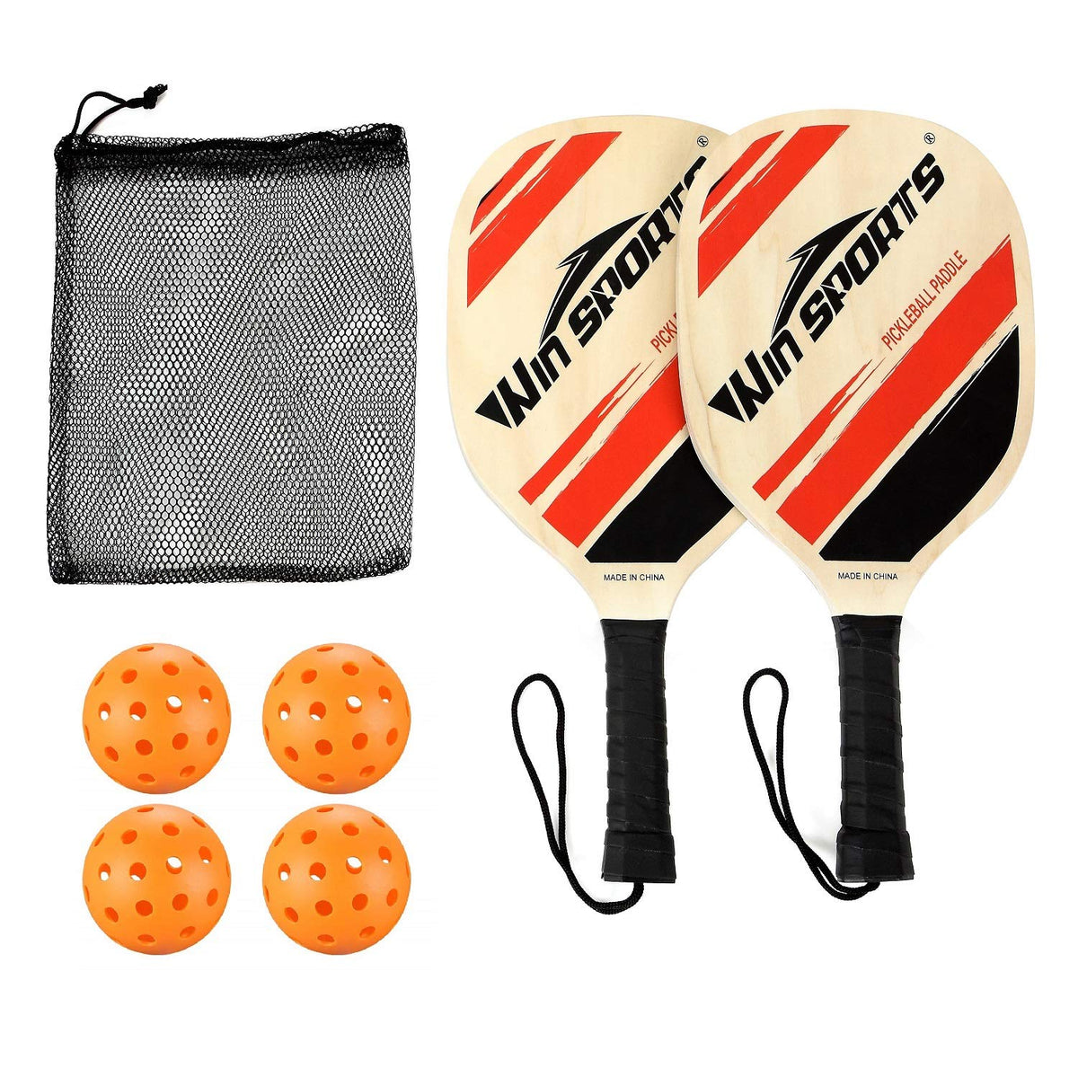 WIn SPORTS front view wooden paddle showing classic shape and balance benefit