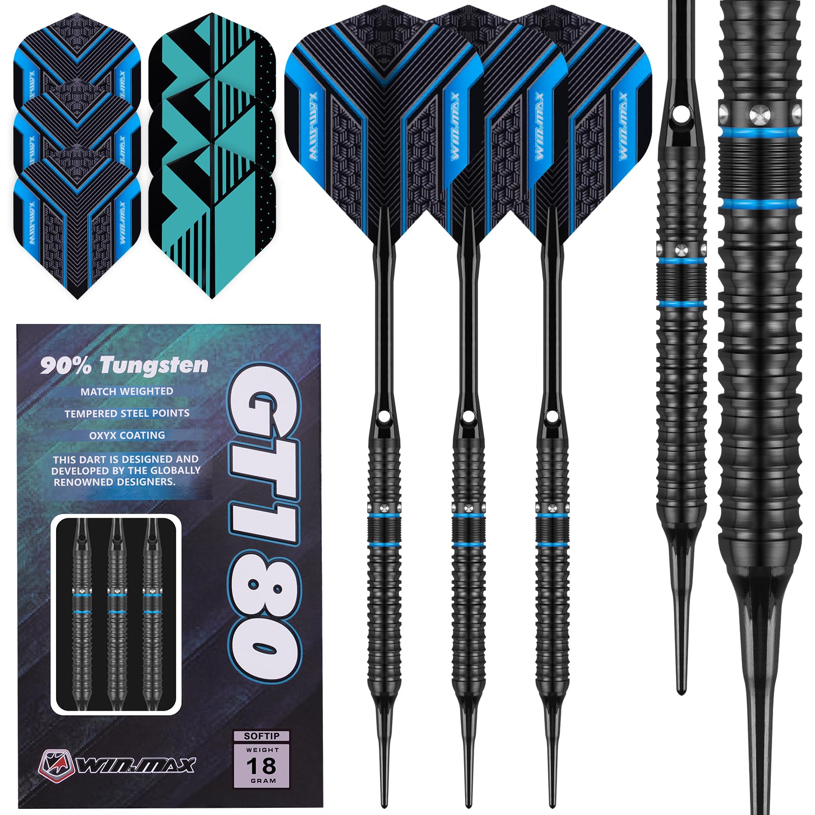 WIN.MAX front view of 90% tungsten barrels showing slim profile and finish benefit: tighter groupings