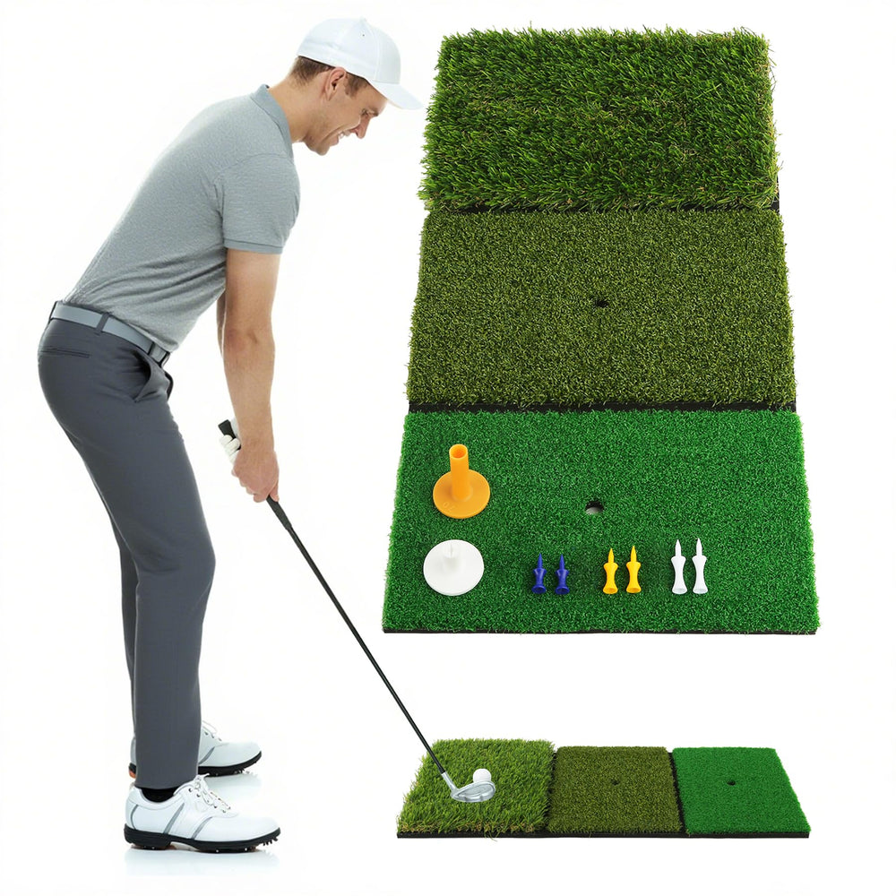 Wind Shear front view showing mat layout and included tees for immediate practice benefit