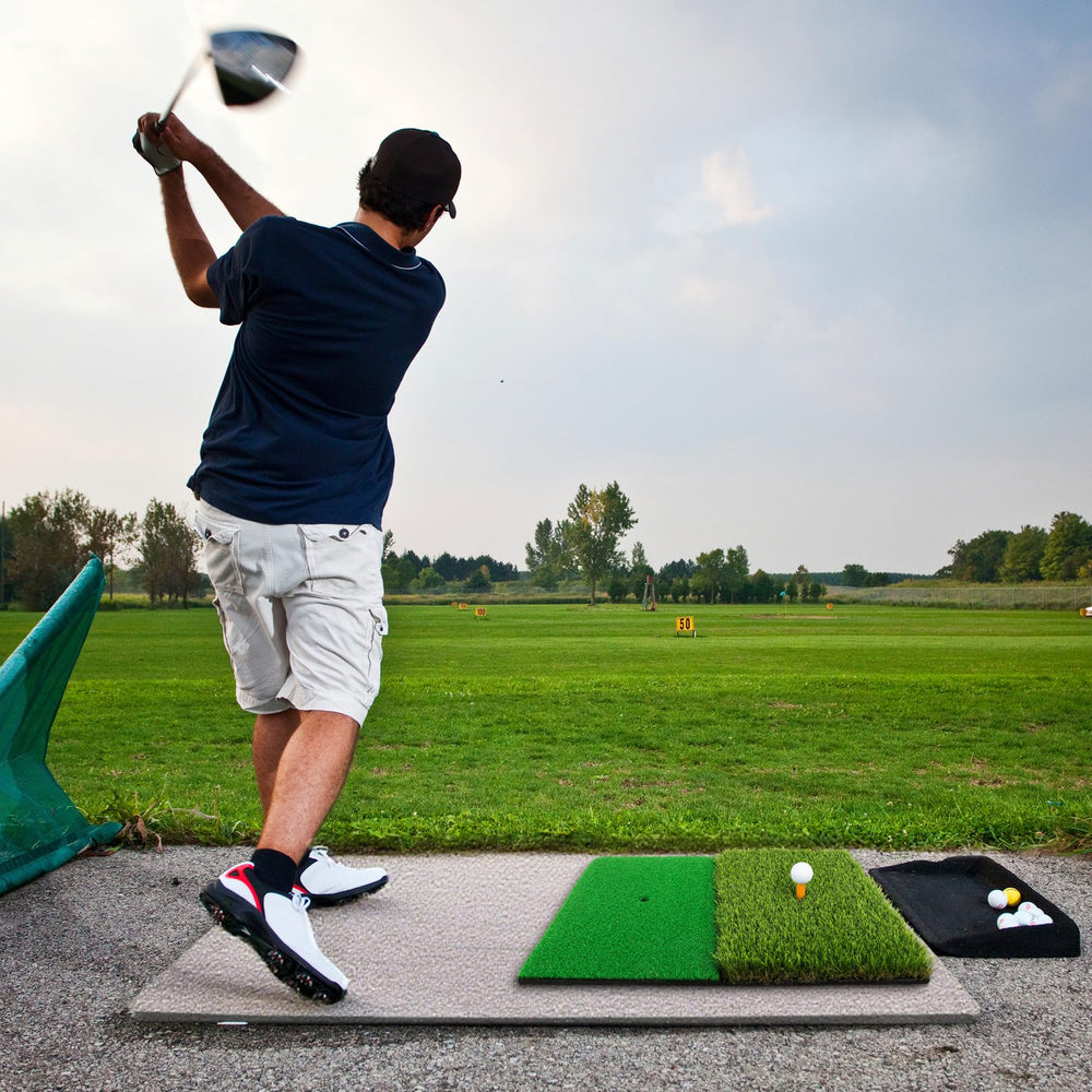 Wind Shear in use with golfer taking a full swing outdoors for realistic training feedback