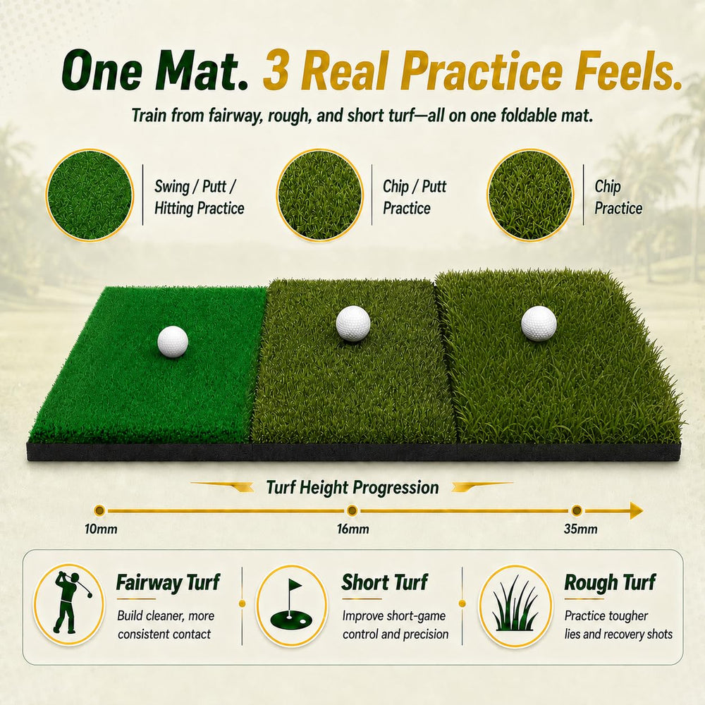 Wind Shear turf texture close-up highlighting three surfaces for realistic ball feedback
