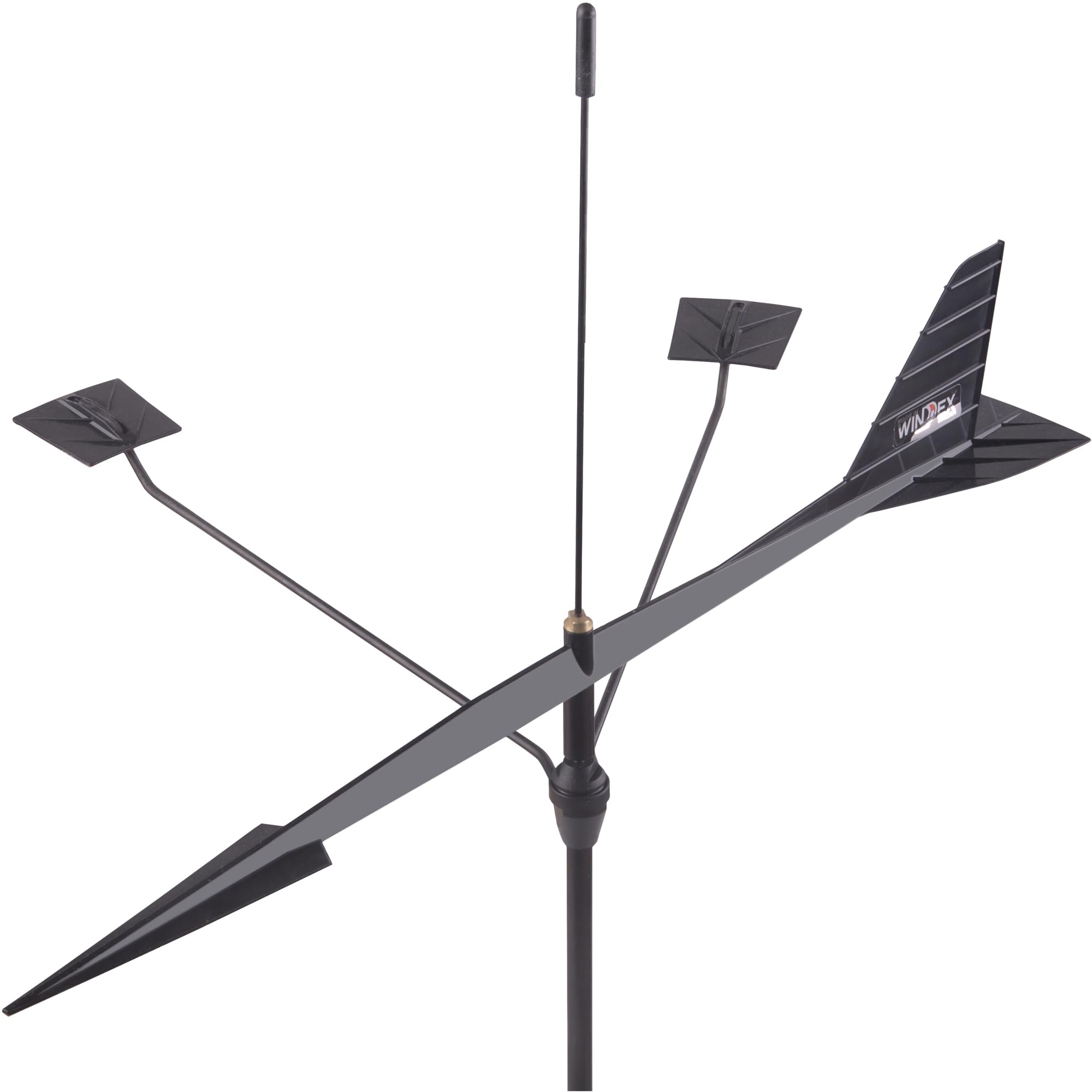 Windex front profile showing vane and mounting socket, clear visibility benefit