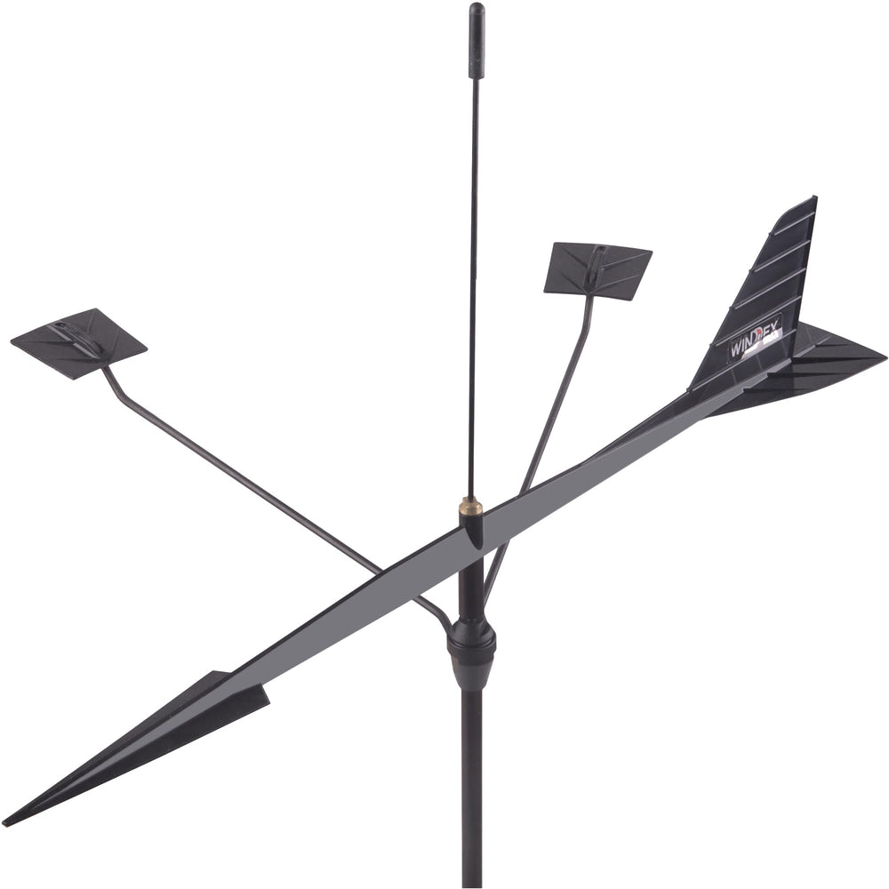 Windex front profile showing vane and mounting socket, clear visibility benefit