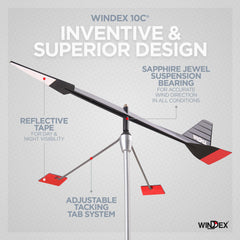 Windex vane close-up with sapphire bearing for ultra-sensitive rotation