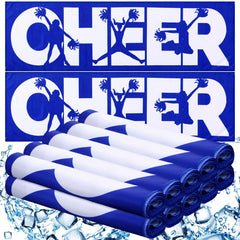 Windkream front view of twelve blue towels showing team-ready bulk packaging and convenience