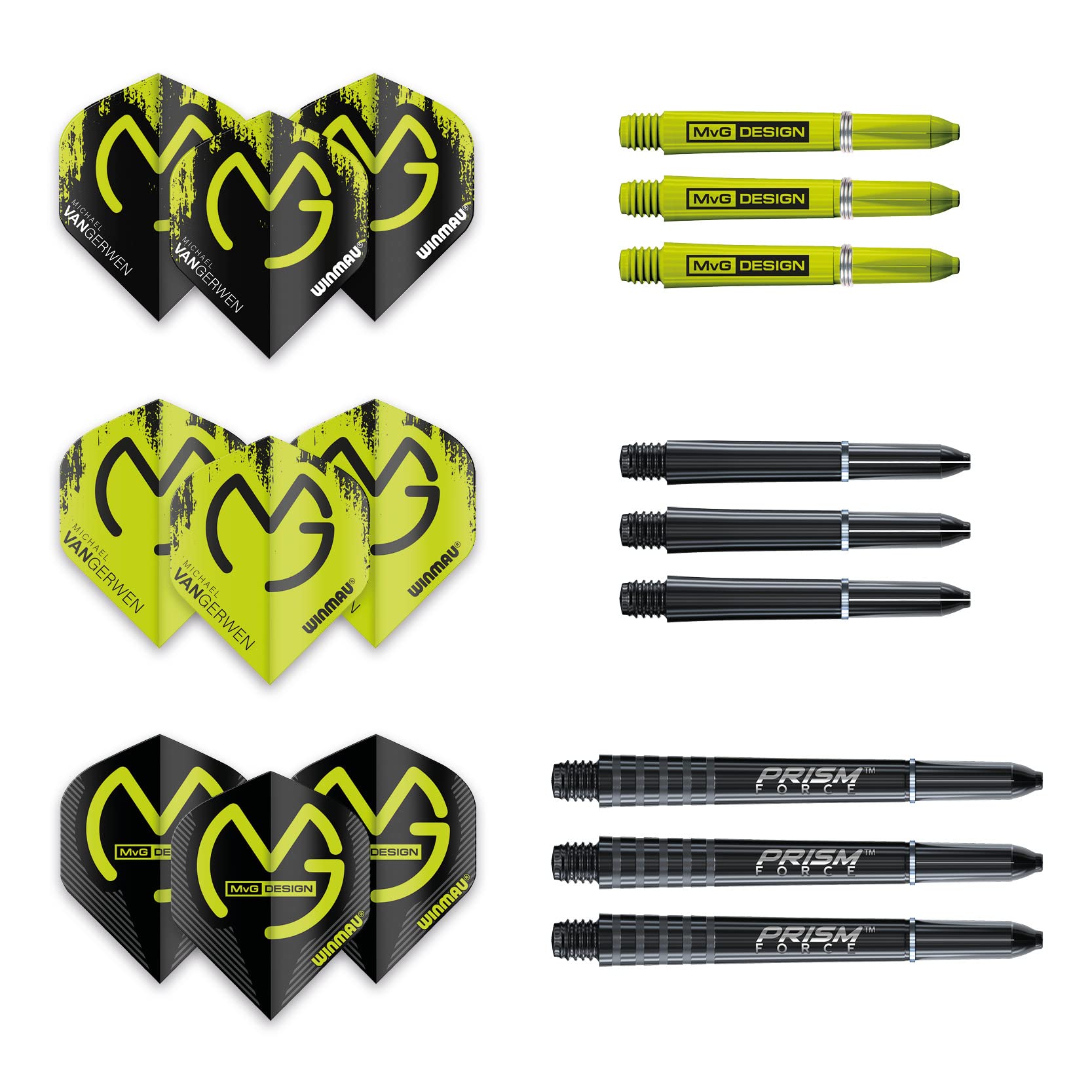 Winmau MvG Acclaim detailed flights and shafts showing durable components for consistency