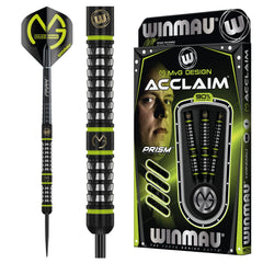 Winmau MvG Acclaim front view showing barrel and steel tip for precision