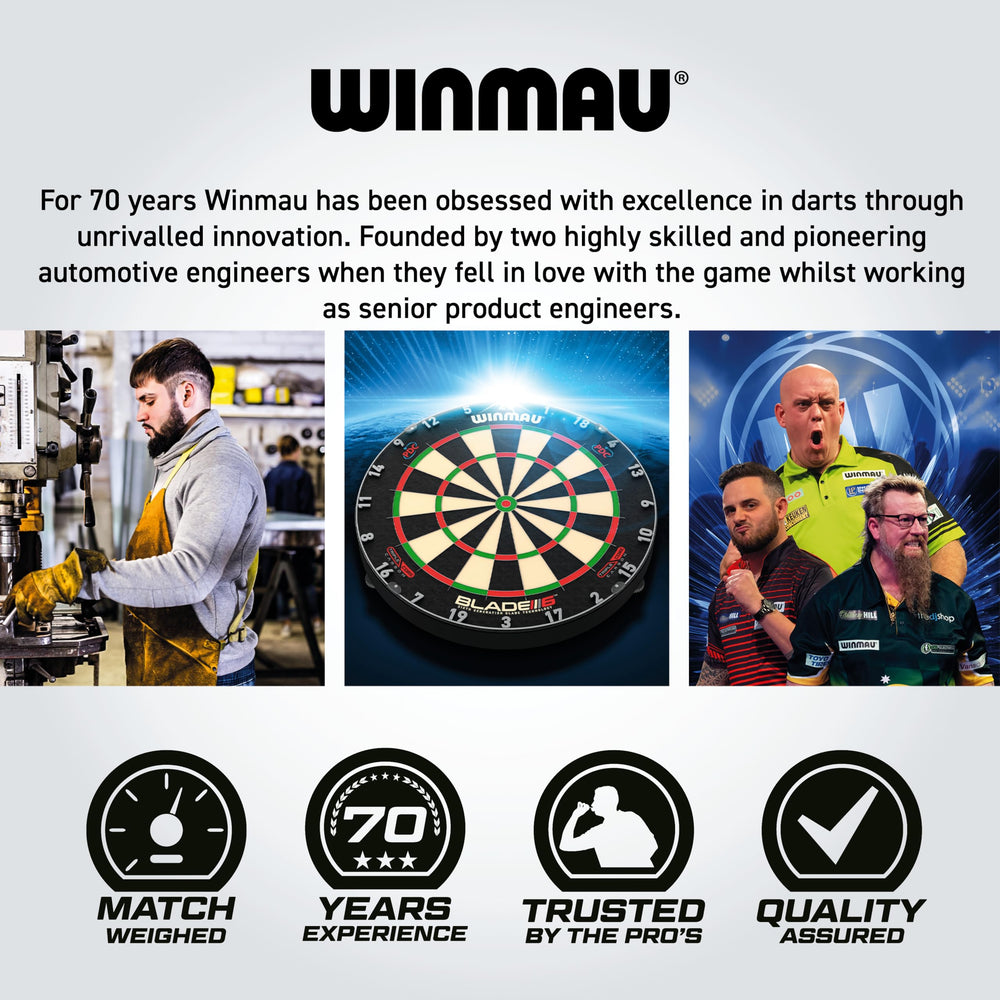 Winmau Sniper Black in use at a dartboard demonstrating tournament-ready performance and control