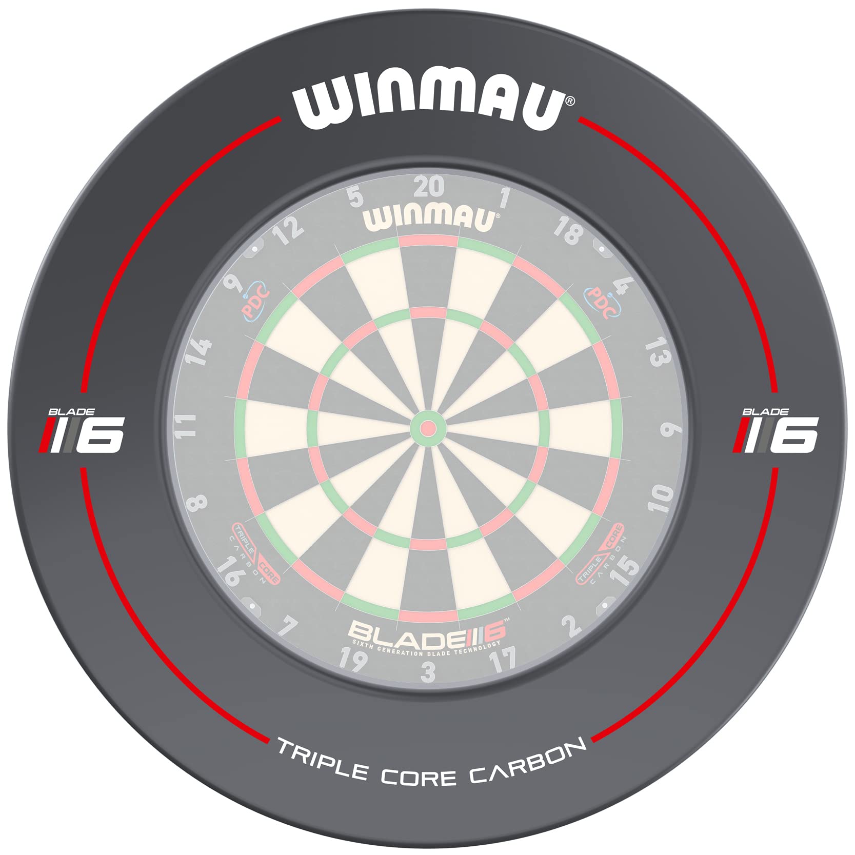 Winmau surround front view showing grey protective ring and neat finish