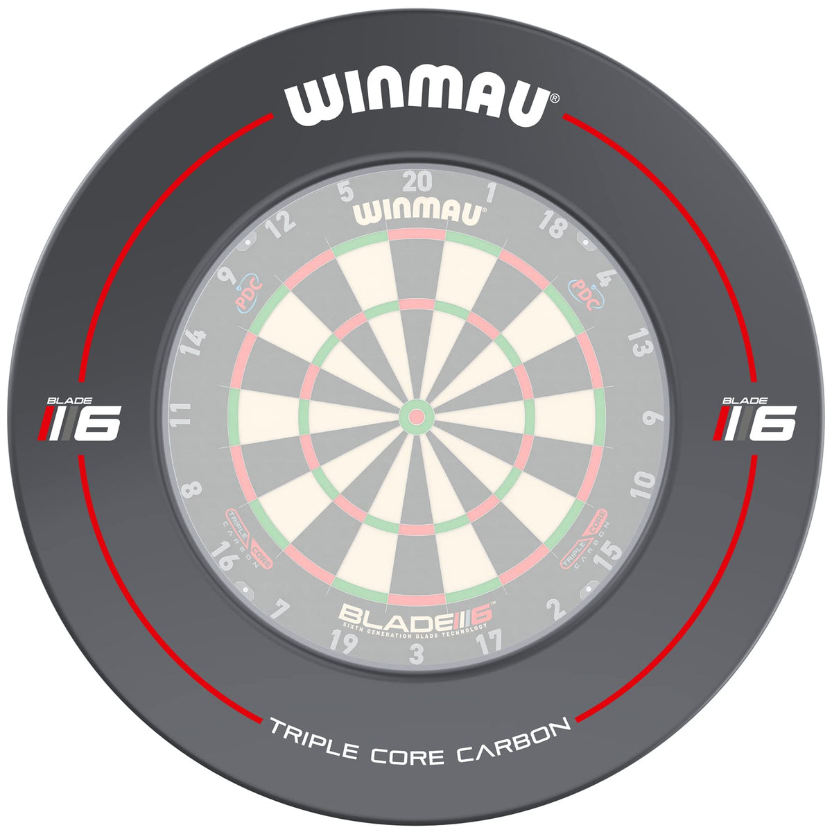 Winmau surround front view showing grey protective ring and neat finish