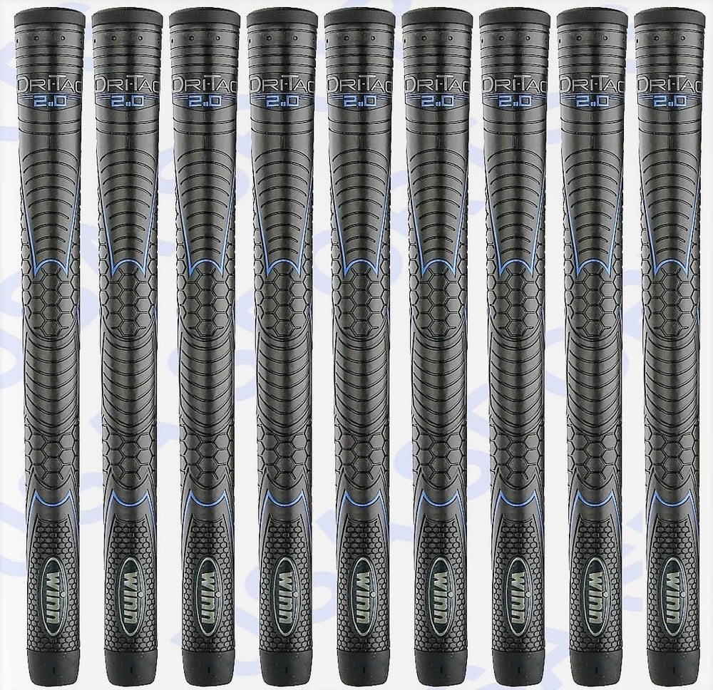 Winn Dri-Tac 2.0 front view showing grip shape and logo for enhanced control