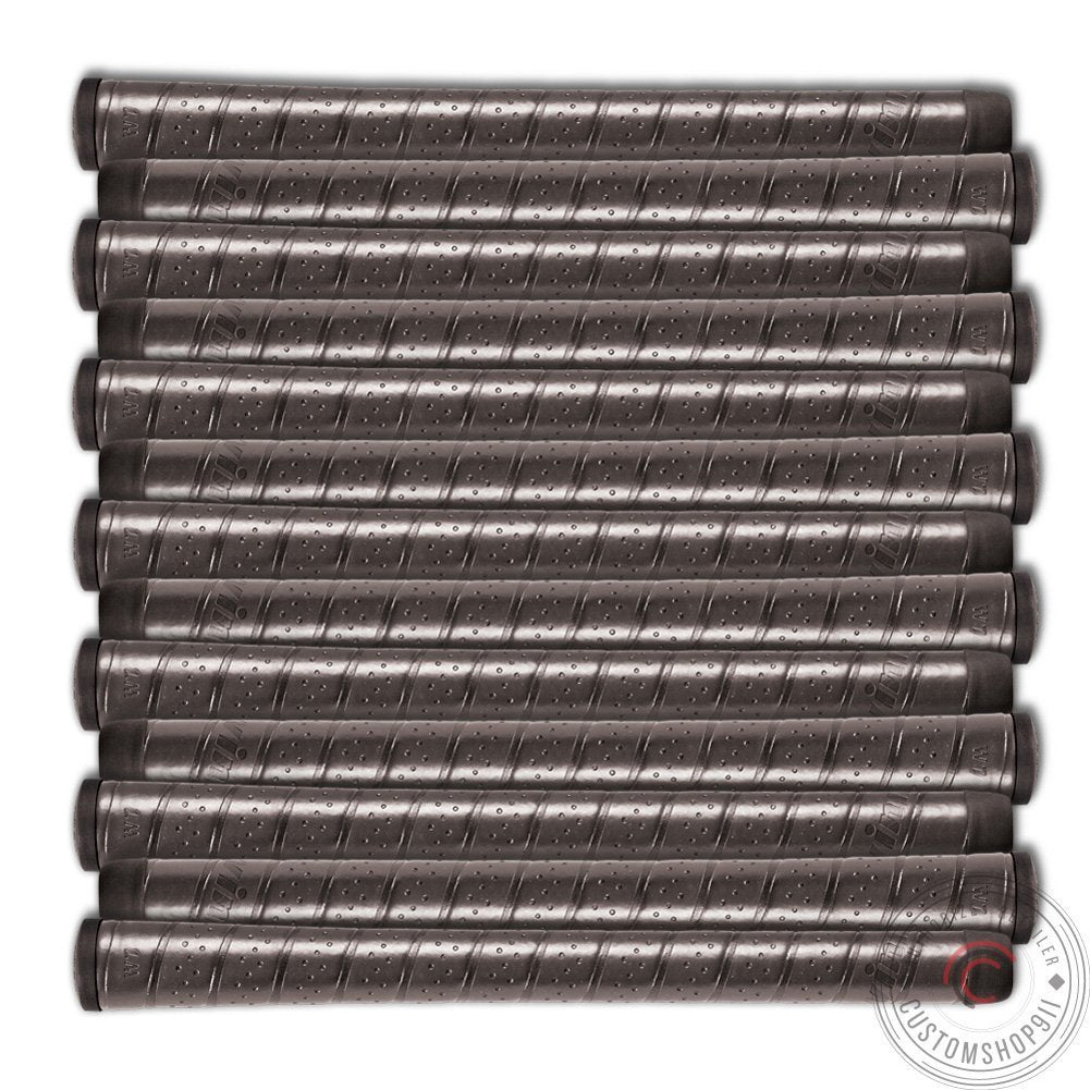 Winn EXCEL WRAP oversize black grips front view showing set of 13 and clean finishing benefit